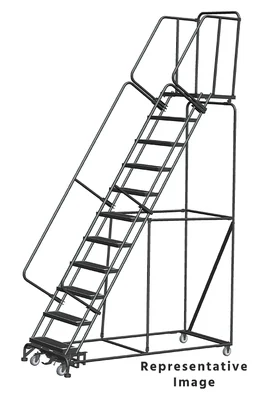 Ballymore Weight-Actuated 11-Step Rolling Ladder, 32" base, 28" top step