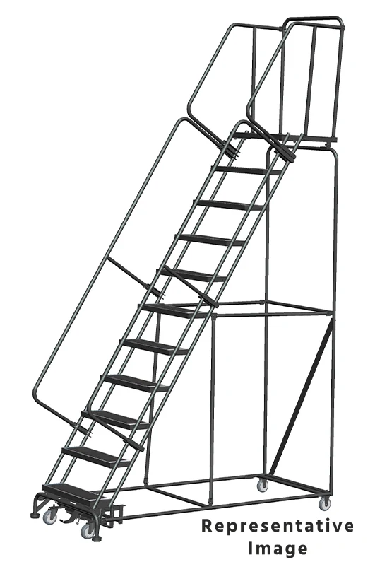 Ballymore Weight-Actuated 11-Step Rolling Ladder, 32" base, 28" top step