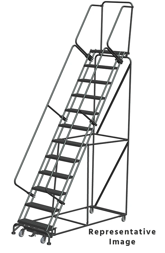 Ballymore Weight-Actuated 12-Step Rolling Ladder, 32" base, 21" top step