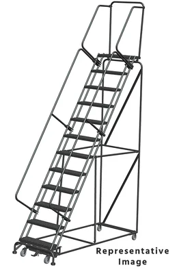 Ballymore Weight-Actuated 12-Step Rolling Ladder, 32" base, 28" top step