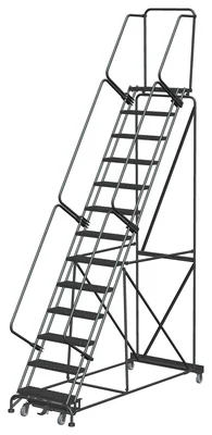Ballymore Weight-Actuated 13-Step Rolling Ladder, 40" base, 14" top step