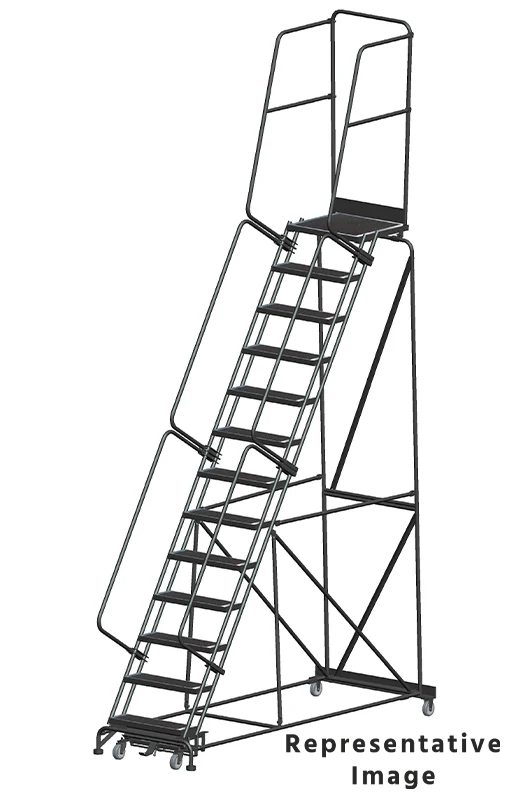Ballymore Weight-Actuated 13-Step Rolling Ladder, 40" base, 21" top step