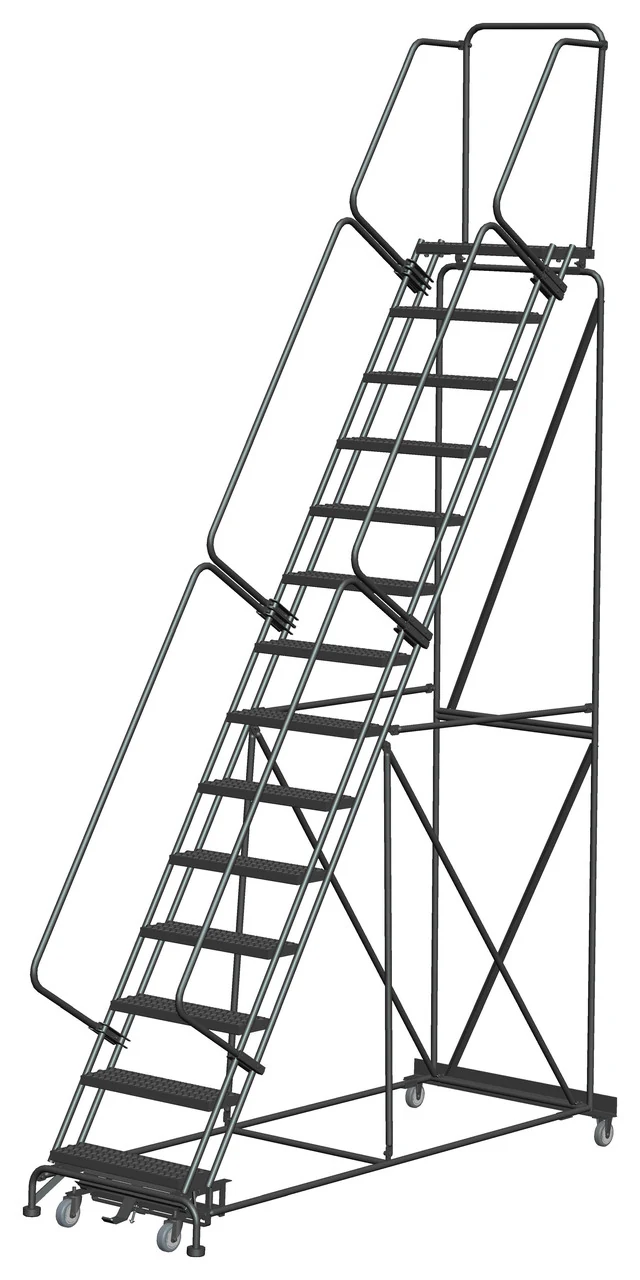 Ballymore Weight-Actuated 14-Step Rolling Ladder, 40" base, 14" top step