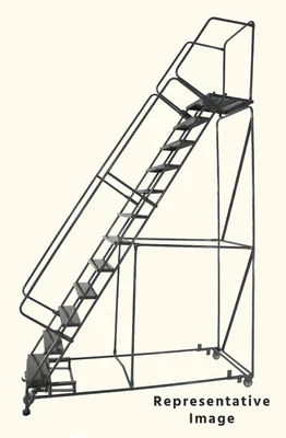 Ballymore Weight-Actuated 14-Step Rolling Ladder, 40" base, 21" top step