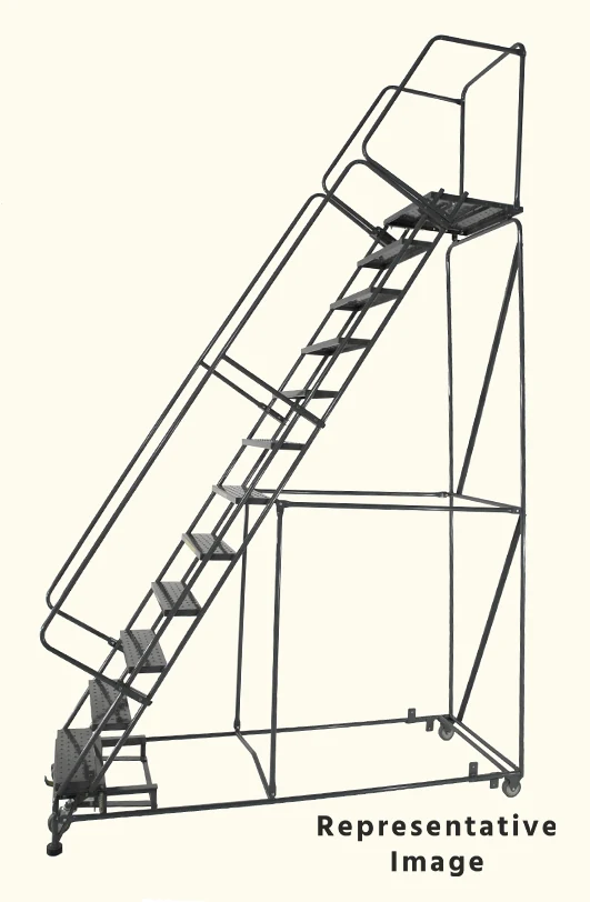 Ballymore Weight-Actuated 14-Step Rolling Ladder, 40" base, 28" top step