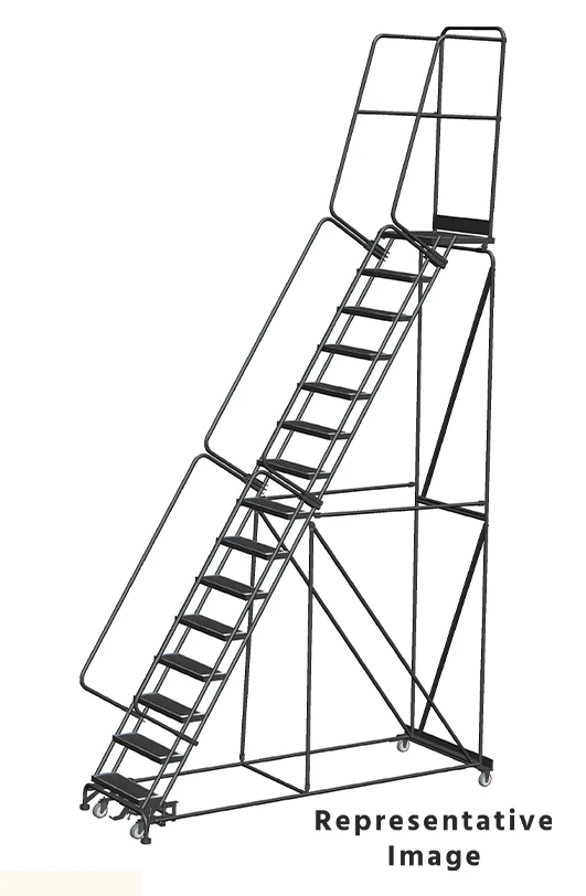 Ballymore Weight-Actuated 15-Step Rolling Ladder, 40" base, 21" top step