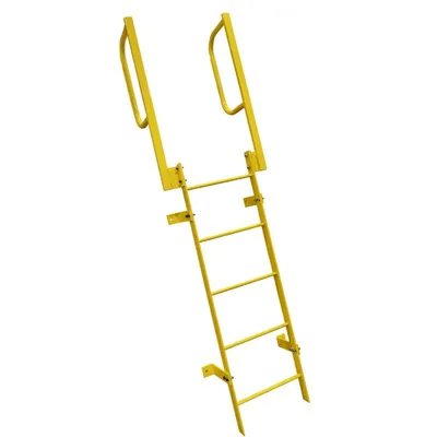 Ballymore WLFS0207-Y 7-Rung Yellow Steel Fixed Safety Ladder with Walk-Thru Guardrails (1)