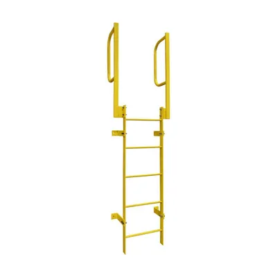 Ballymore WLFS0207-Y 7-Rung Yellow Steel Fixed Safety Ladder with Walk-Thru Guardrails