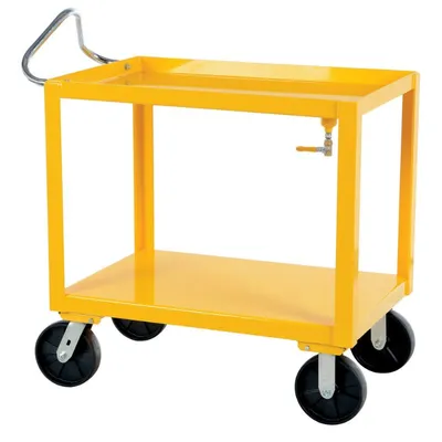 Vestil DH-PH4-2460-D Steel 24 In. x 60 In. Platform Heavy Duty Ergo Handle Cart with GFN Casters and Drain