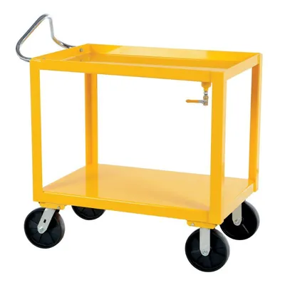 Vestil DH-PH4-2472-D Steel 24 In. x 72 In. Platform Heavy Duty Ergo Handle Cart with GFN Casters and Drain