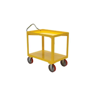 Vestil DH-PU2.4-2436-D Steel Platform Ergo Handle Cart with Poly Casters and Drain