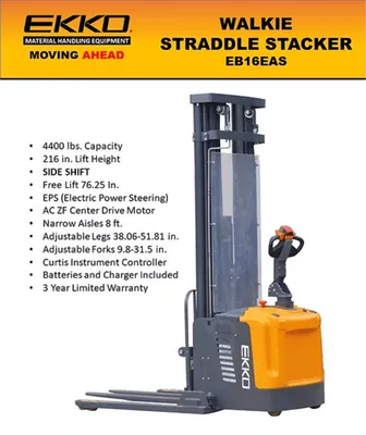 EKKO EB16EAS Electric Straddle Stacker