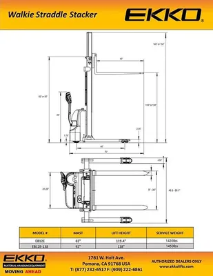 EKKO Lifts EB12E pallet stacker shown from an alternate angle
