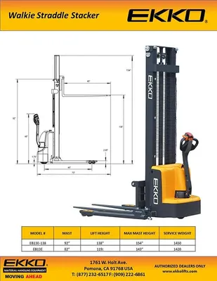 EKKO Lifts EB13E pallet stacker shown from an alternate angle