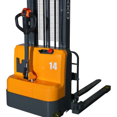 Full Powered Straddle Stacker EB14C-138, 3,000 lbs. Capacity Rear View