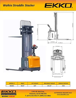 EKKO Lifts EB16EA pallet stacker shown from an alternate angle