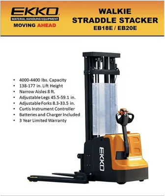 EKKO EB18E Full Powered Straddle Stacker