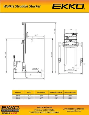 EKKO Lifts EB18E pallet stacker shown from an alternate angle