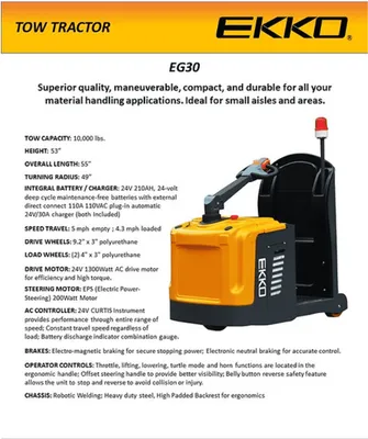 EKKO EG30 Electric Tow Tractor