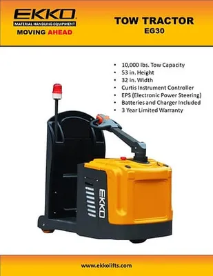 EKKO Lifts EG30 tow tractor shown from an alternate angle
