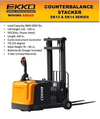 EKKO EK14-130 Electric Counterbalanced Walkie Stacker
