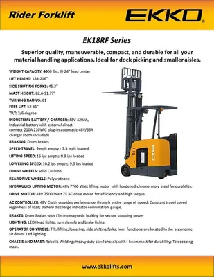 EKKO EK18RFL Stand-up Rider Forklift PDF2