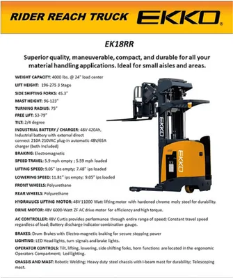 EKKO EK18RRL Stand-Up NA Reach Truck