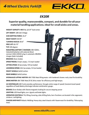 EKKO EK20R 4 Wheel Electric Forklift PDF2