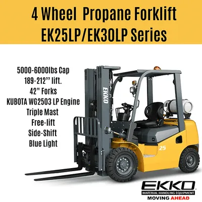 EKKO Lifts EK25LP forklift shown from an alternate angle