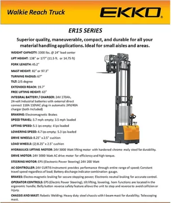 EKKO ER15 Walkie Reach Truck