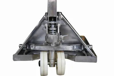 Eoslift M20S stainless pallet jack shown from an alternate angle