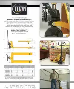 Lift Rite LCR55205036 pallet jack shown from an alternate angle