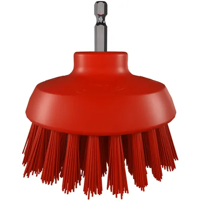 Vikan HyDrive Round Brush, Ø90 mm, Very hard — Red