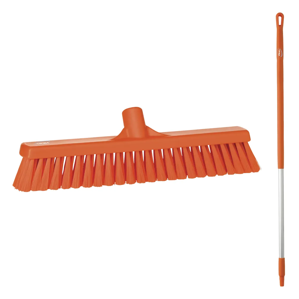 Vikan Push Broom/FG Handle 51 Inch Kit — Orange