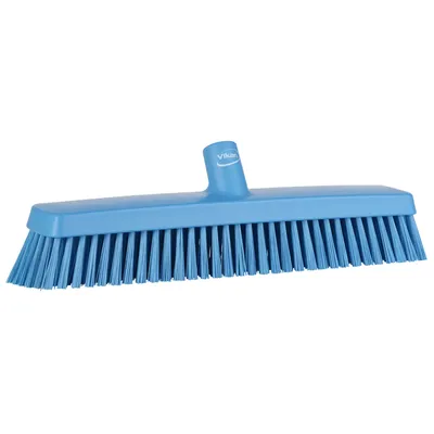 Vikan Soft/Stiff Push Broom 15.7 Inch — Blue