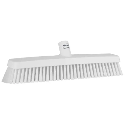 Vikan Soft/Stiff Push Broom 15.7 Inch — White