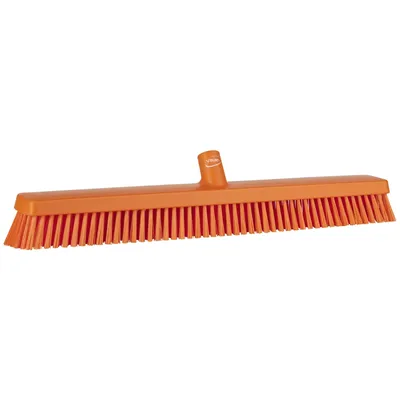 Vikan Soft/Stiff Push Broom 23.6 Inch — Orange