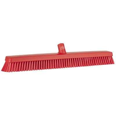 Vikan Soft/Stiff Push Broom 23.6 Inch — Red