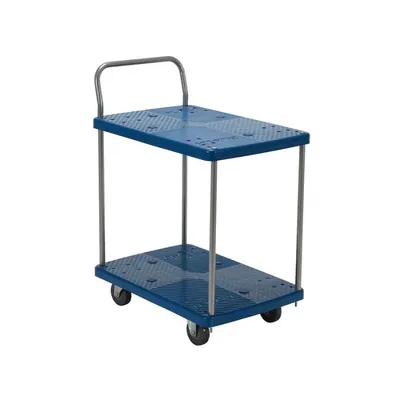 Vestil PSC-1828-2 Heavy-Duty Polyethylene Platform Truck with 2 Shelves