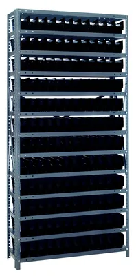 Quantum 1275-100BK Shelving Unit, 12"D x 36"L x 75"H, 400 lb capacity, Galvanized