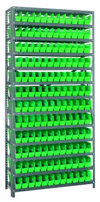 Quantum 1275-100GN Shelving Unit, 12"D x 36"L x 75"H, 400 lb capacity, Galvanized