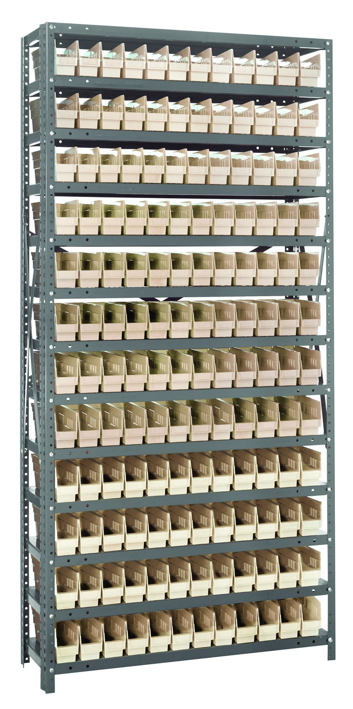 Quantum 1275-100IV Shelving Unit, 12"D x 36"L x 75"H, 400 lb capacity, Galvanized