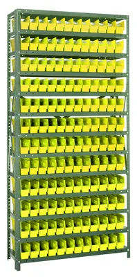 Quantum 1275-100YL Shelving Unit, 12"D x 36"L x 75"H, 400 lb capacity, Galvanized