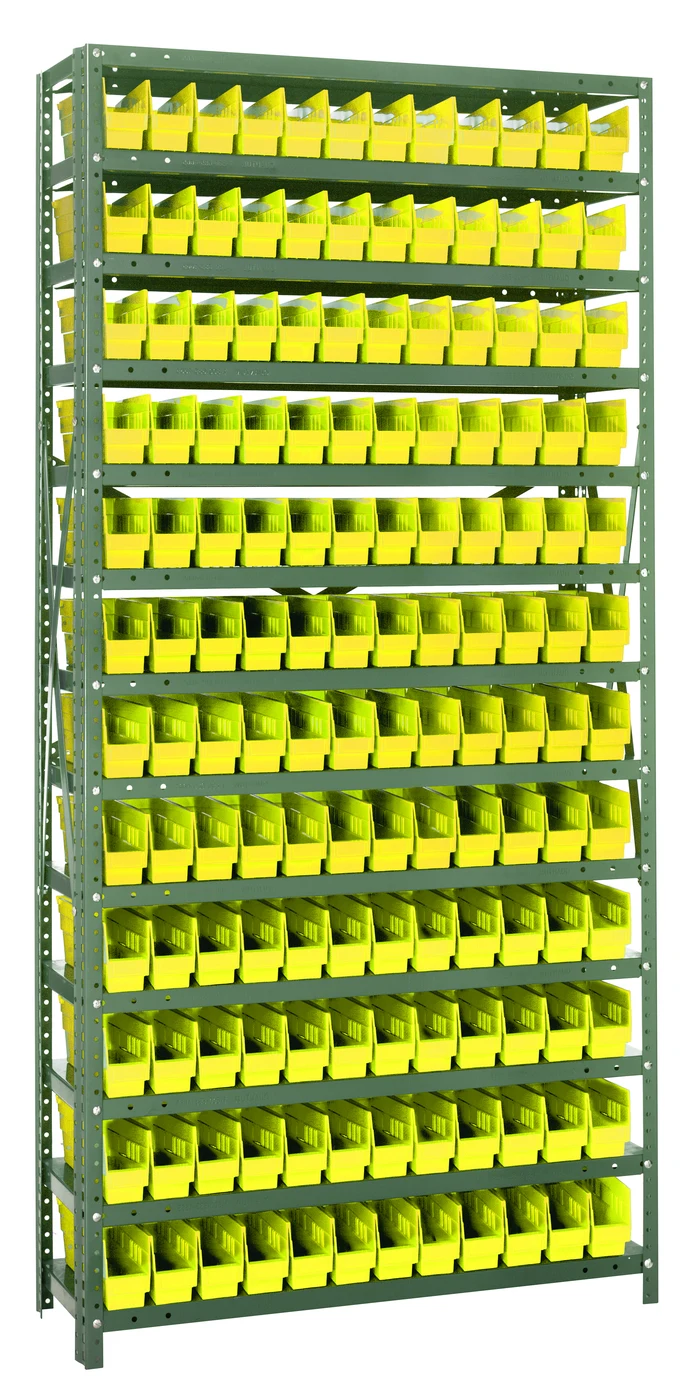 Quantum 1275-100YL Shelving Unit, 12"D x 36"L x 75"H, 400 lb capacity, Galvanized