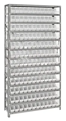 Quantum 1275-100CL Shelving Unit, 12"D x 36"L x 75"H, 400 lb capacity, Galvanized