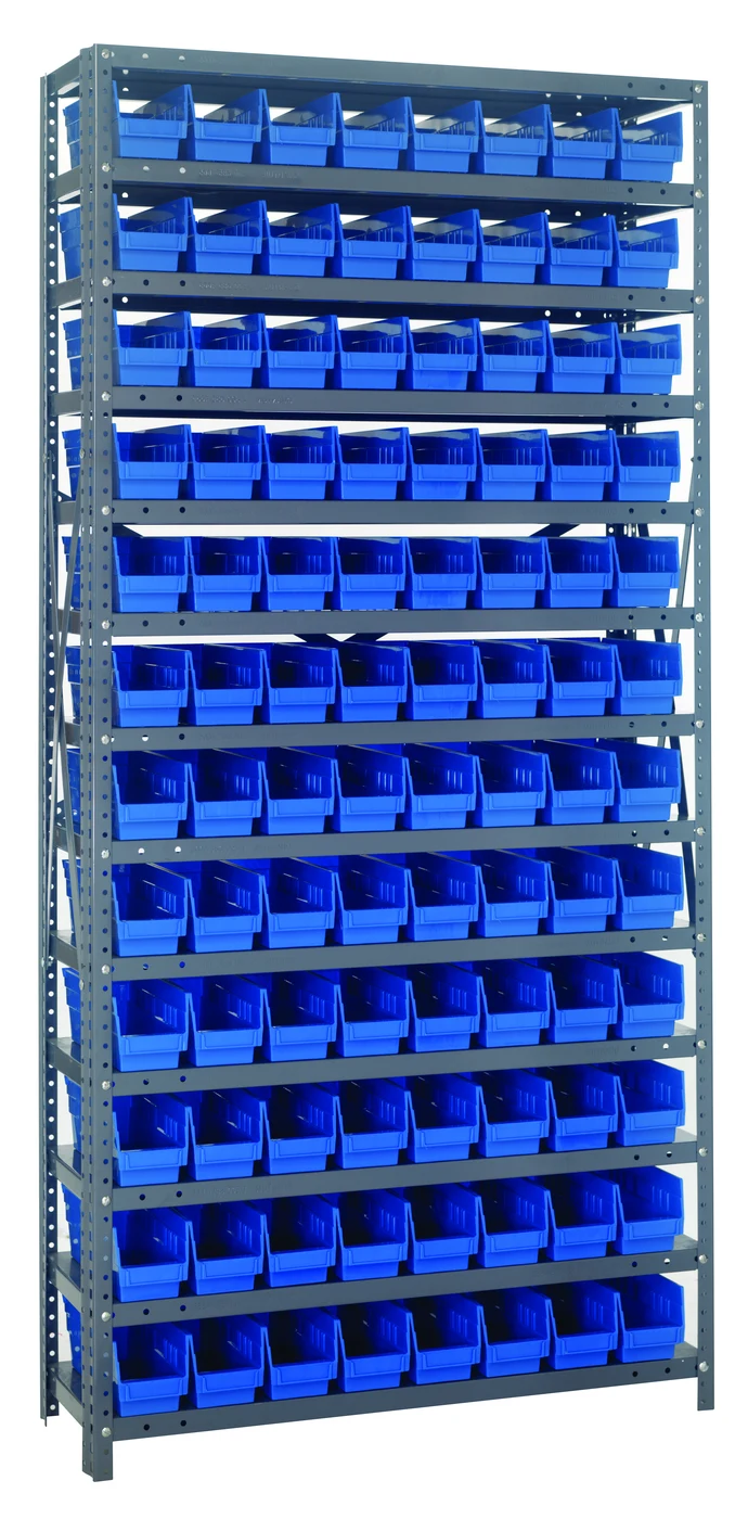 Quantum 1275-101BL Shelving Unit, 12"D x 36"L x 75"H, 400 lb capacity, Galvanized