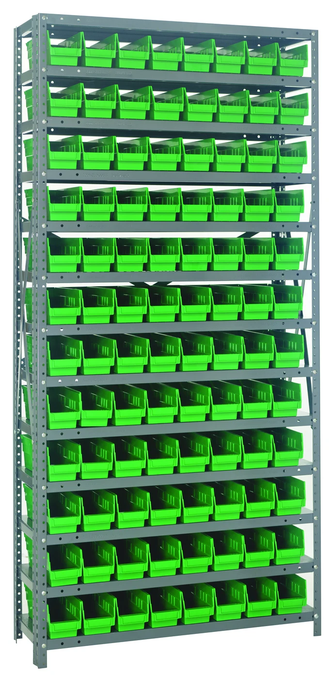 Quantum 1275-101GN Shelving Unit, 12"D x 36"L x 75"H, 400 lb capacity, Galvanized