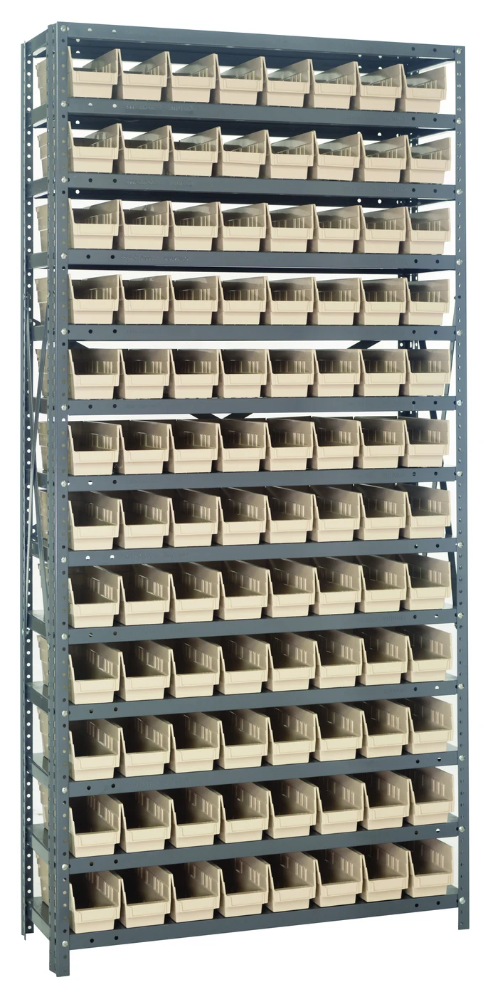 Quantum 1275-101IV Shelving Unit, 12"D x 36"L x 75"H, 400 lb capacity, Galvanized