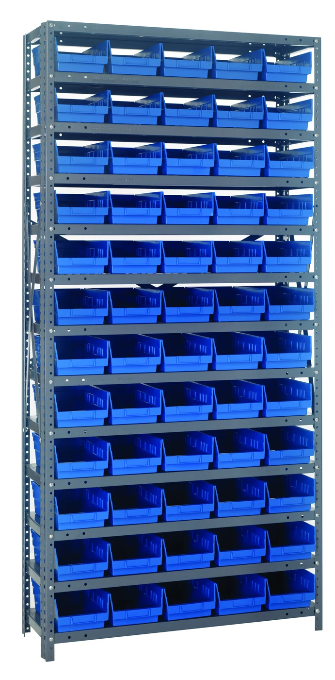 Quantum 1275-102BL Shelving Unit, 12"D x 36"L x 75"H, 400 lb capacity, Galvanized