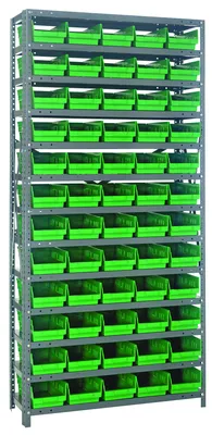 Quantum 1275-102GN Shelving Unit, 12"D x 36"L x 75"H, 400 lb capacity, Galvanized